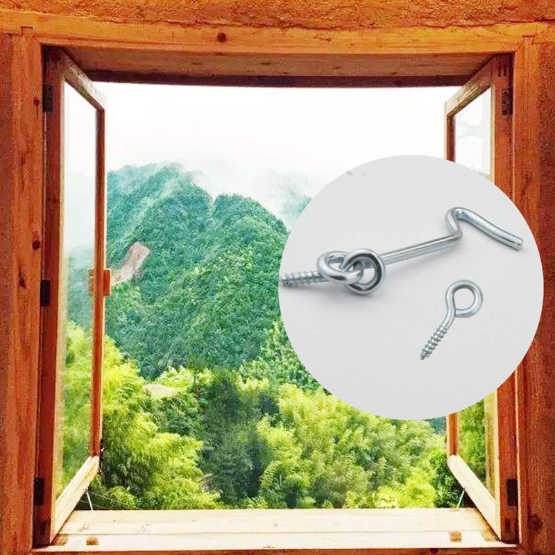 yeabwps 8 Pcs 2.5 inches Cabin Hook Eye Latch Gate Door Swivel Window Door Hook with Mounting Screws (Silver, 2.5 inches) - Image 4